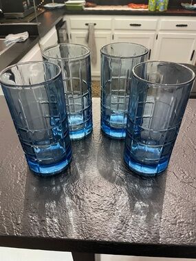 Anchor Hocking Blue Textured Glass Tumbler - Set of 4
